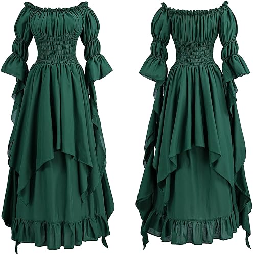 Miniatura 29 de NSPSTT Vestido victoriano, disfraz renacentista para mujer, vestido de bruja gótico, vestido de boda medieval