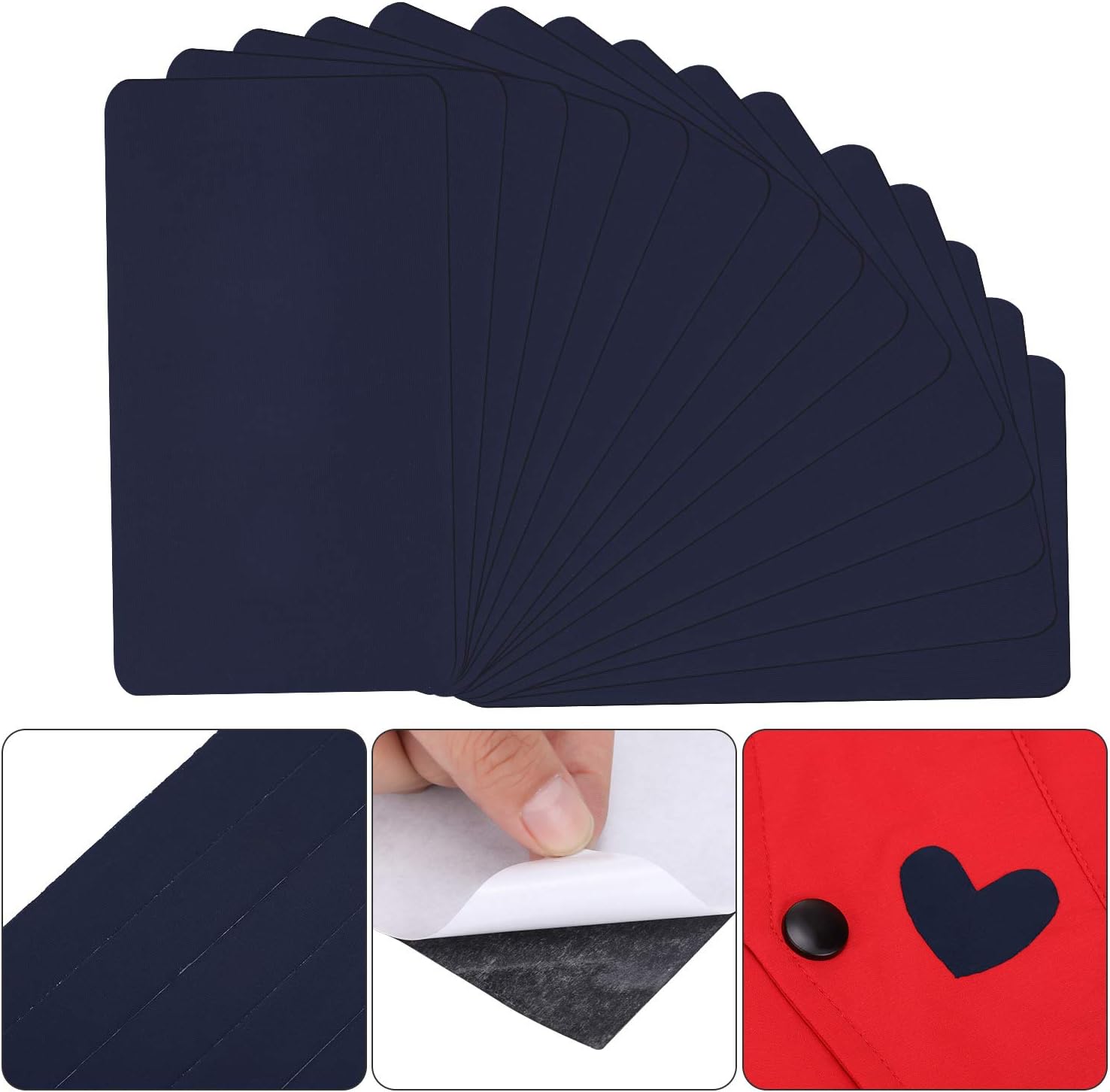 WILLBOND 15 Pieces Nylon Repair Patches Self-Adhesive Nylon Patch Waterproof Lightweight Repair Patches for Clothing Down Jacket Repair Holes Tearing (Dark Blue)