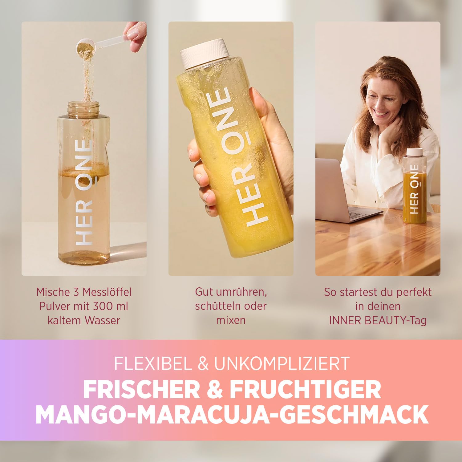 HER ONE INNER BEAUTY All in One Limited Edition | Complejo de vitaminas en alta dosis | multivitaminas y minerales para mujeres | multivitaminas y minerales | Bebida de belleza | 30 porciones