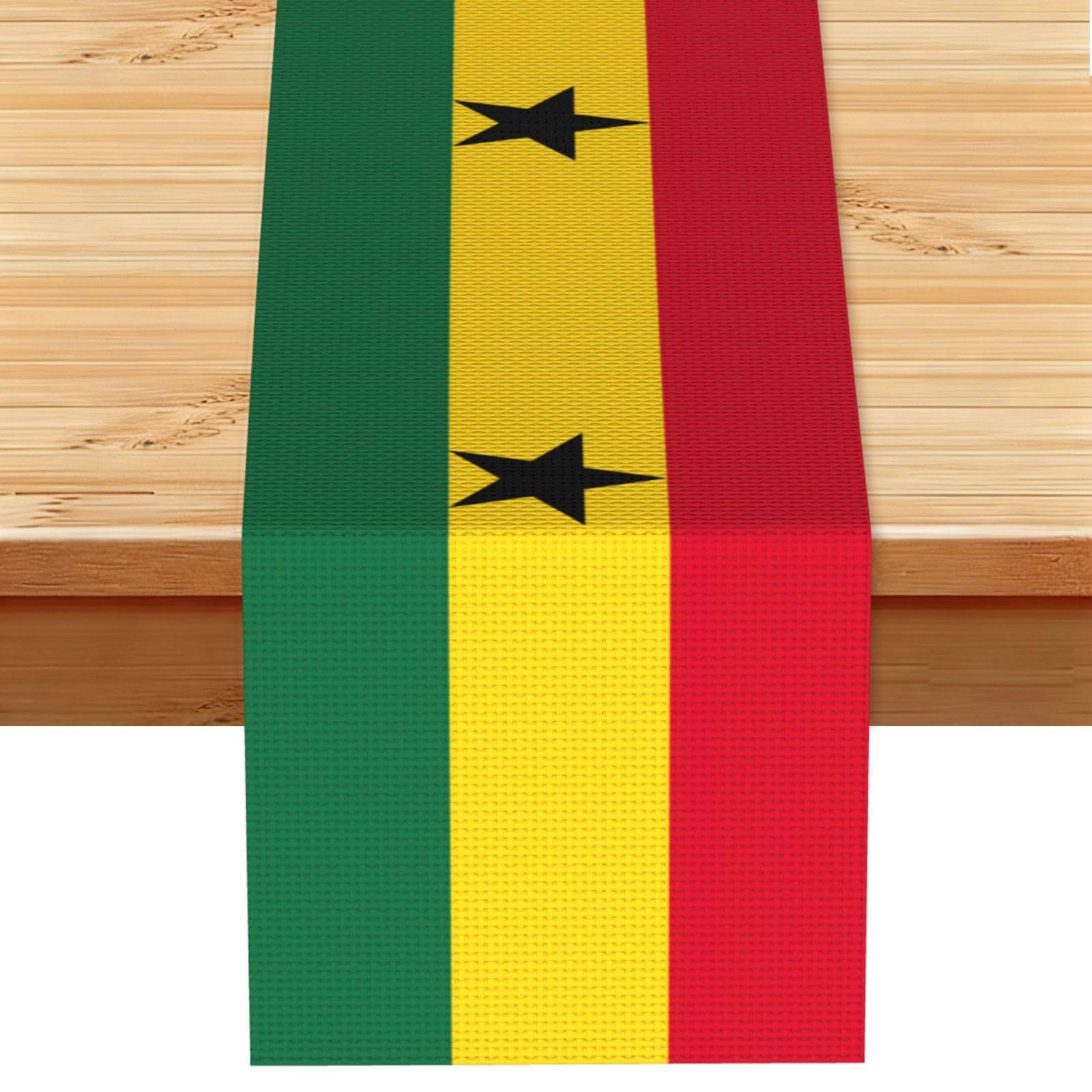 Flag of Ghana Printed Table Runner 13 x 72, Wrinkle Resistant Decor for Dining Table Coffee Table Fireplace