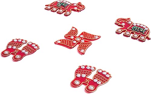 Miniatura 2 de Juego de 2 calcomanías acrílicas tradicionales de Shubh Labh Festive Diwali Rangoli Puerta Principal Mandir Templo Entrada Piso Decoración de Pared