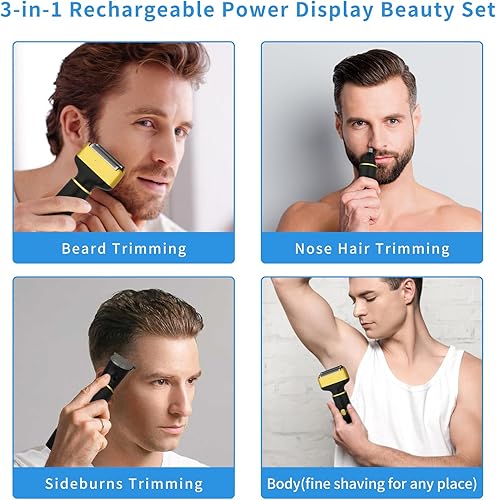 3-in-1 Cordless Electric Razor - Waterproof Wet/Dry Shaver(Black)