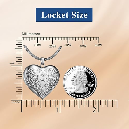 Miniatura 6 de Fanery sue Collar con medallón de corazón que sostiene imágenes, collares personalizados con fotos personalizadas, con imagen en el interior,