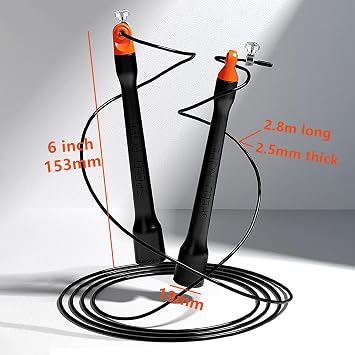 Ultra-Light Speed Rope Jump Rope with Black Ergonomic Handles,PVC Cable, Adjustable Length, for Cardio Training, CrossFit, Boxing