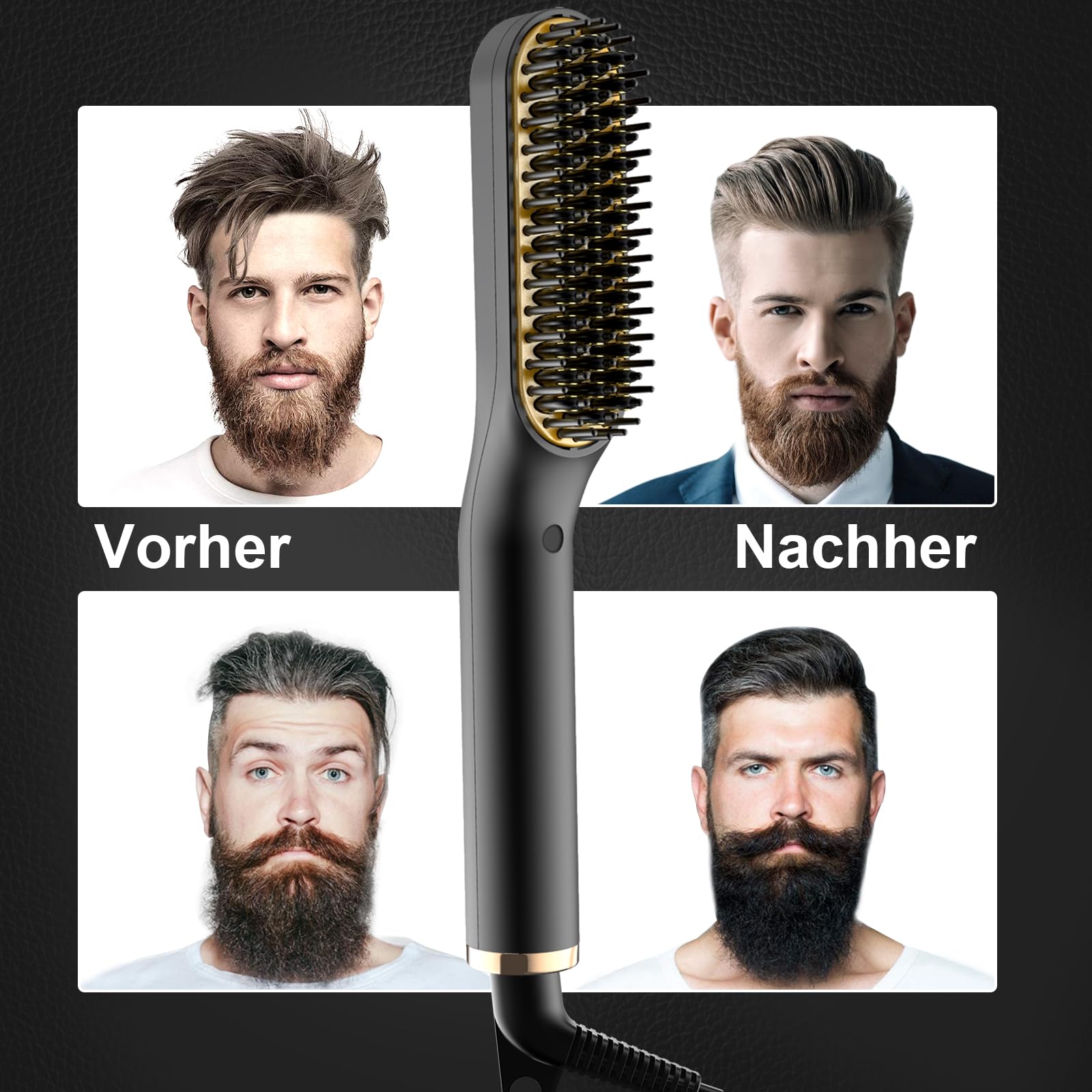 ANLAN Lisseur Barbe 2 en 1 Brosse Lissante Cheveux Professionnel Température Réglable 120°C-200°C Chauffage Rapide 30 Secondes