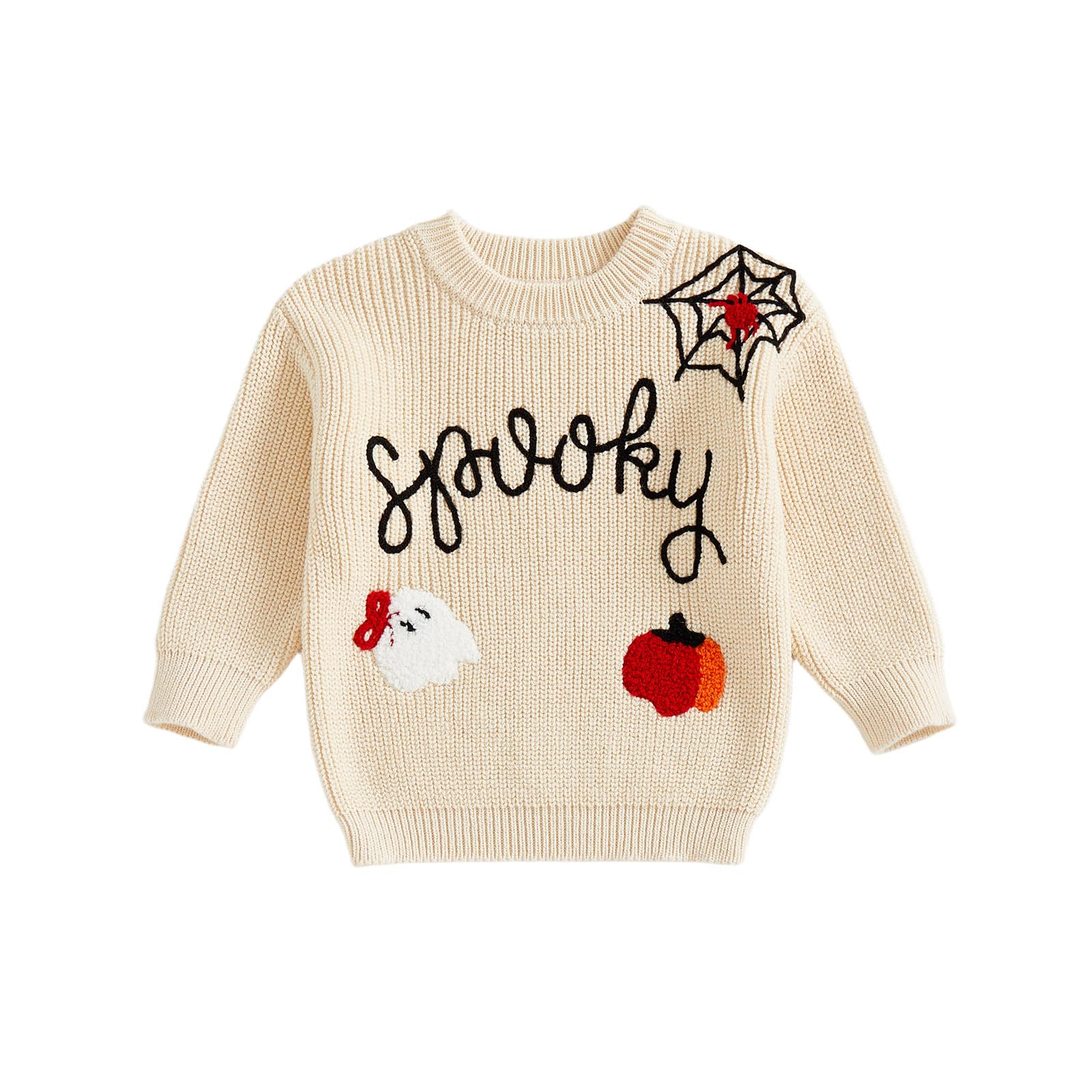 LSFYSZD Toddler Baby Girls Boys Halloween Pumpkin Sweaters Long Sleeve Crew Neck Winter Warm Knitwear Pullover Jumpers Top — view 193
