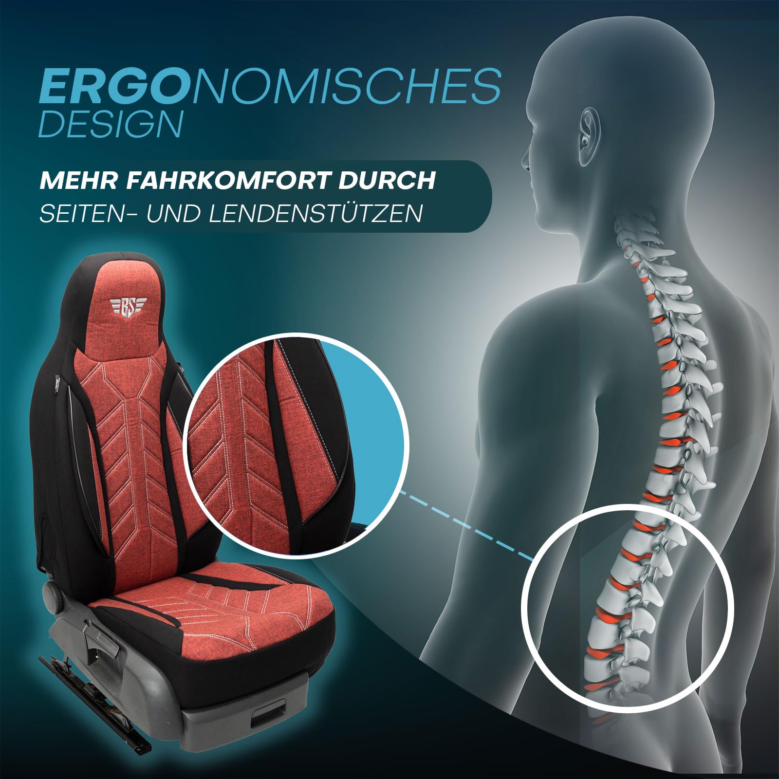 HERM202 - Fundas de asiento para VW Grand California, color: negro y rojo, modelo: Prime Pilot, fundas de asiento de coche, fundas protectoras de asientos, fundas protectoras