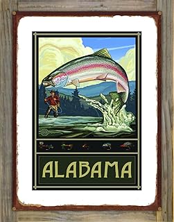 Alabama Fishing Rustic Metal Print on Reclaimed Barn Wood from Travel Artwork by Artist Paul A. Lanquist 17" x 23"