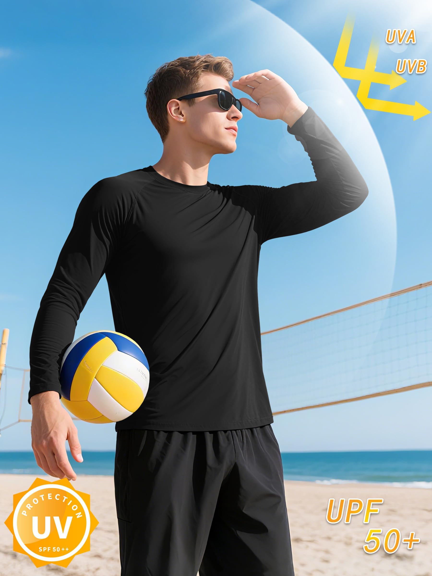 KEFITEVD Camiseta Casual de Manga Larga para Hombre Primavera Verano Camisetas Ligeras y Cómodas