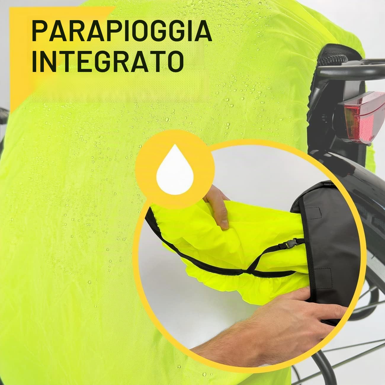 WOZINSKY 2 in 1 Zaino Borsa per Bici da Portapacchi Posteriore Laterale Doppia Molto capiente con Copertura Antipioggia Nastro Riflettente migliora la visibilità sulla Strada Impermeabile 40L