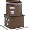 Huolewa File Organizer Boxes with Lids, Collapsible Faux Leather Hanging File Folder Box Organizer with Plastic Slide, Decorative HomeOffice Filing System Boxes for File and Folders Storage