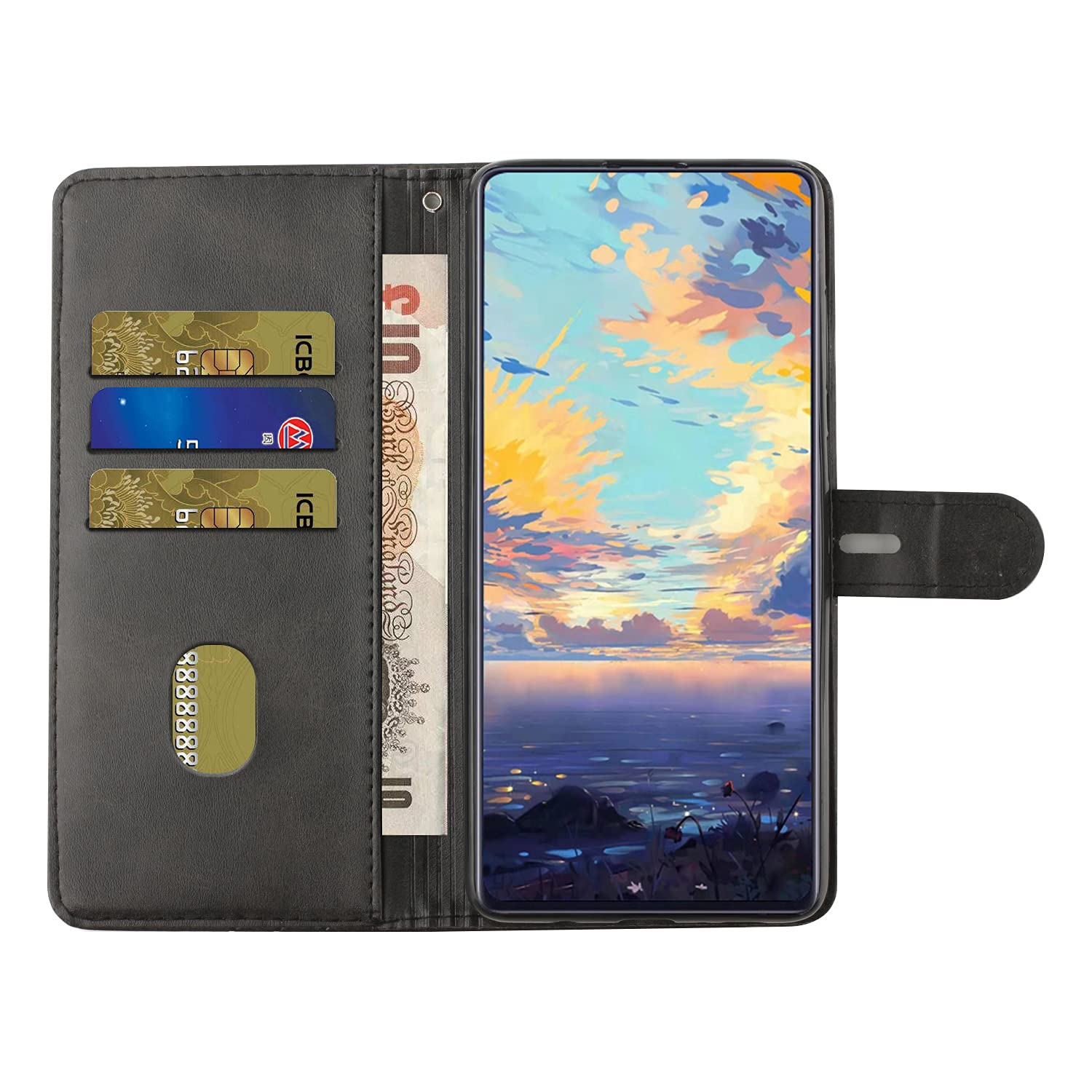 LEMAXELERS Custodia Galaxy A22 5G Cover Portafoglio,Galaxy A22 5G Custodia Fiore Totem Goffrato Wallet Shock-Absorption Magnetica Supporto Protettiva Leather Flip Cover,XC Totem White