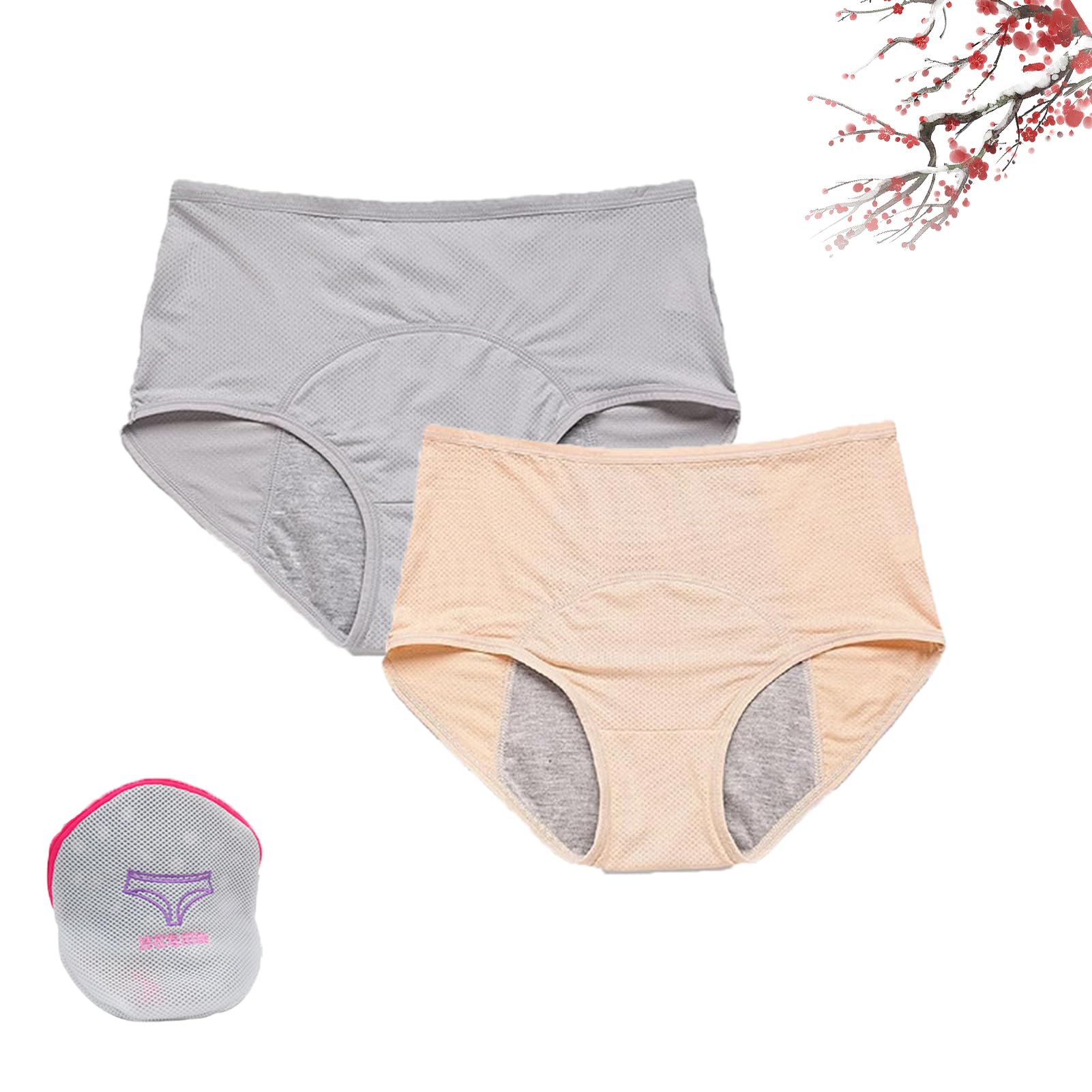 Hopasrisee Women's 2Pcs-A Everdries Leakproof Underwear, Everdries Leakproof Panties For Over 60 Incontinence, Plus Size Briefs (,Xl)
