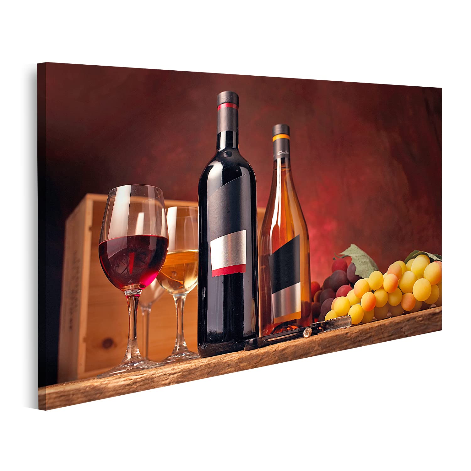 islandburner Stampa su Tela Vino Rosso E Vino Bianco Uva Still Life Immagini Murale Poster