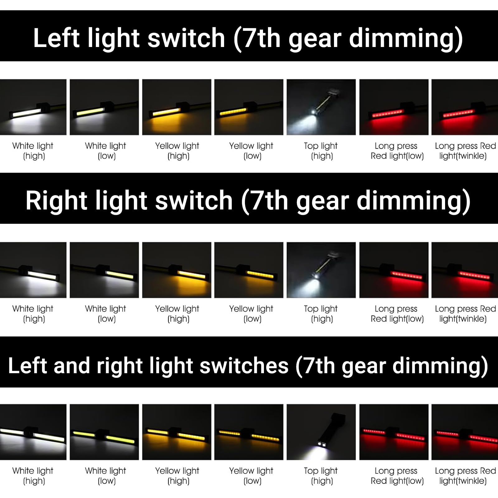 Lampa gimnastyczna, magnetyczna lampa pozycyjna, składana magnetyczna lampa robocza 180 stopni, stawianie lampy gimnastycznej, ściemniacz o 7. prędkości, z haczykiem, na kemping na zewnątrz