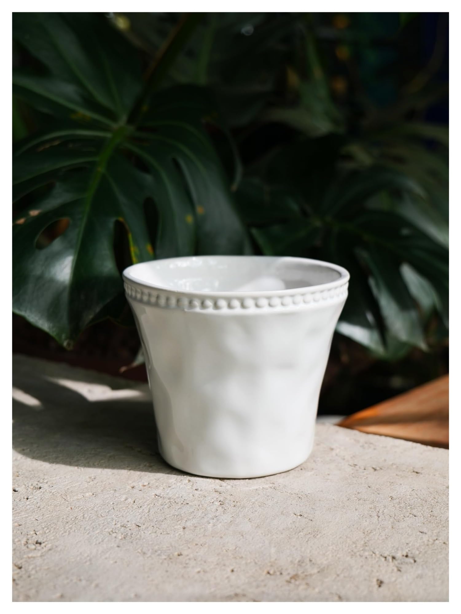 Ceramiczna doniczka w stylu vintage, glazurowana, na sukulenty, storczyki i inne kwiaty, ozdobna donica z perłowym zdobieniem