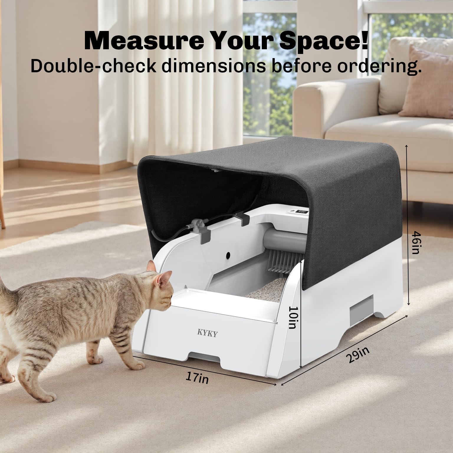 S6 Self Cleaning Litter Box, Upgraded Automatic Cat Litter Box Self Cleaning That Can Use Clumping Cat Litter, Open Design with Cats Taking to It Immediately, Anti Pinch and Odorless(Light Gray) - image 3