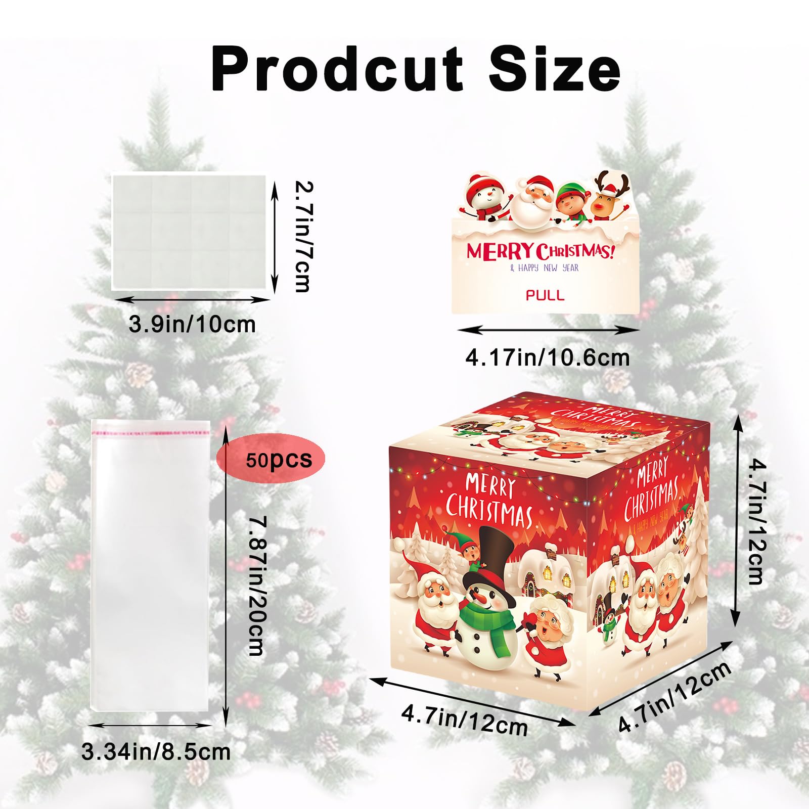 Christmas Money Box for Cash Gift,Christmas Pull Surprise Money Gift Box for Kid/Adult Presents,Money Cake Pull out Cash with Xmas Card and 50P Bags,Money Reveal Boxes Xmas Party Money Boxes for Cash - Image 2