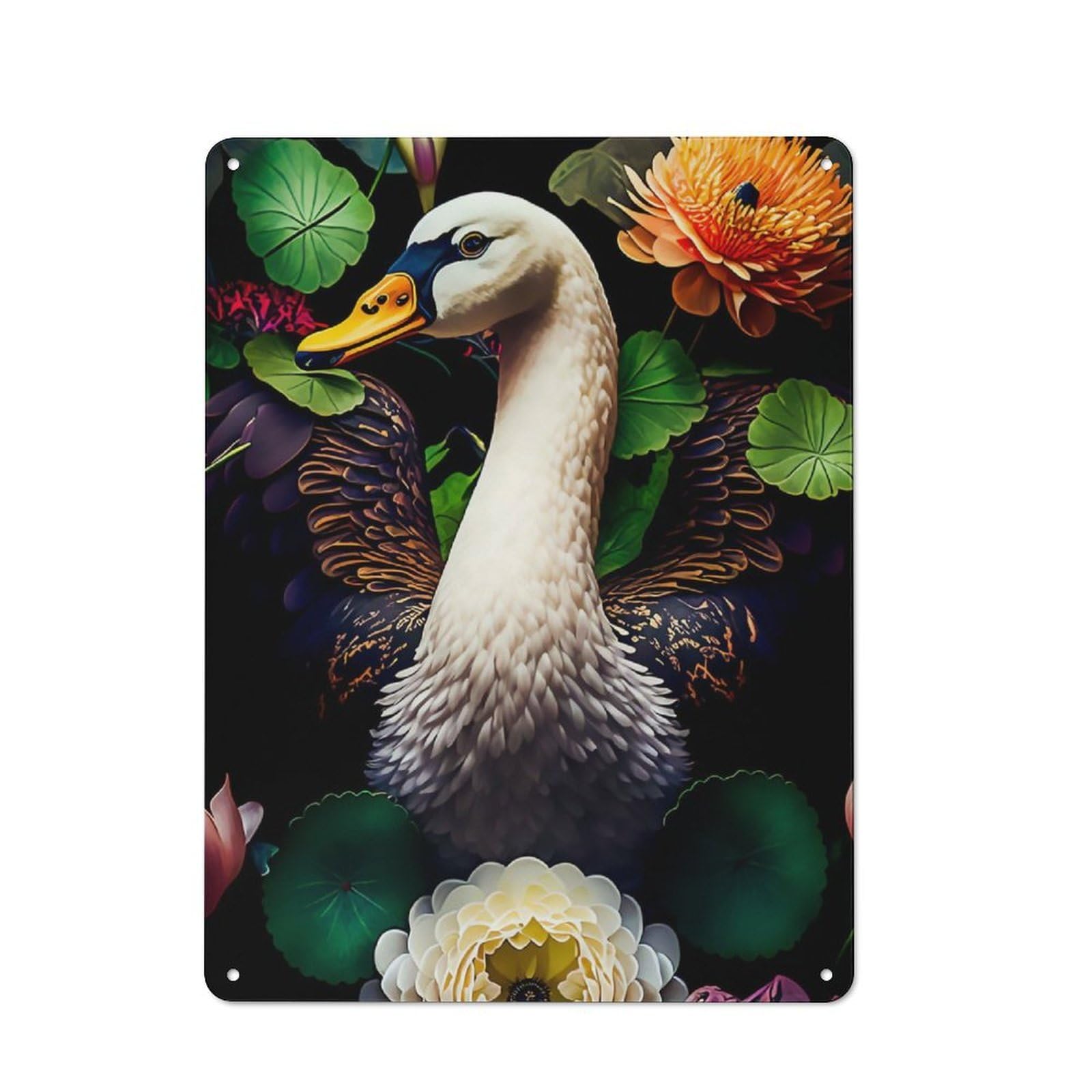 Junmoney Swan Retro Tin Sign 40X30cm For Man Cave Or Games Room, A Decorative Christmas Gift For Leisure-Room Decor Enthusiasts