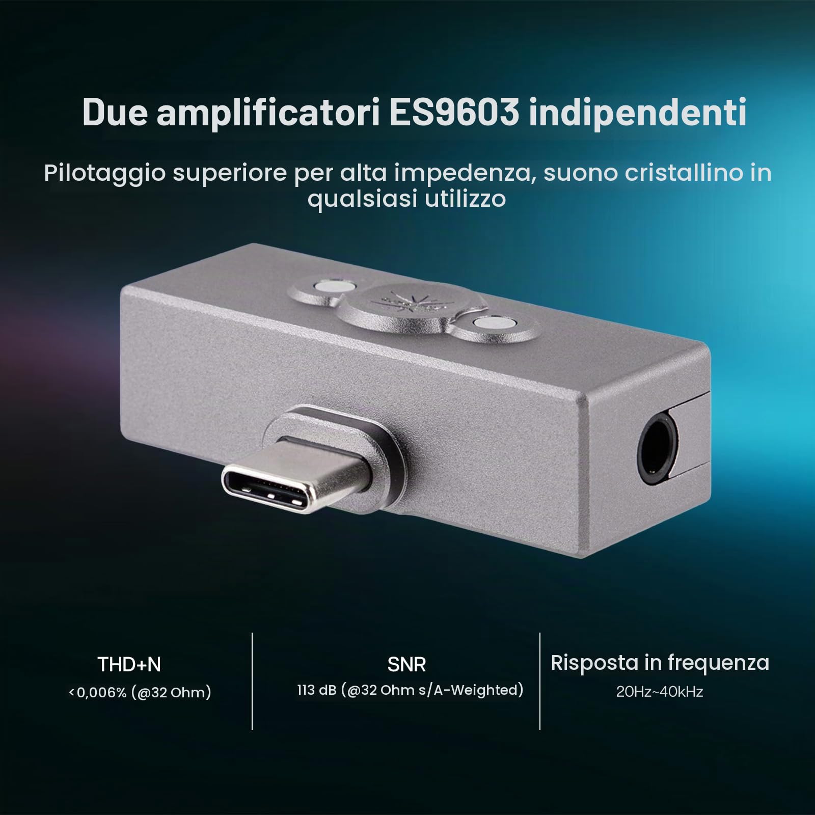 Linsoul Kiwi Ears Allegro Pro DAC/AMP Avanzato per Cuffie IEM, Uscita da USB C a 3,5/4,4 mm Supporta PCM fino a 32bit/384kHz DSD128/DSD64, Doppio Amplificatore ES9603 per Smartphone/PC/Laptop