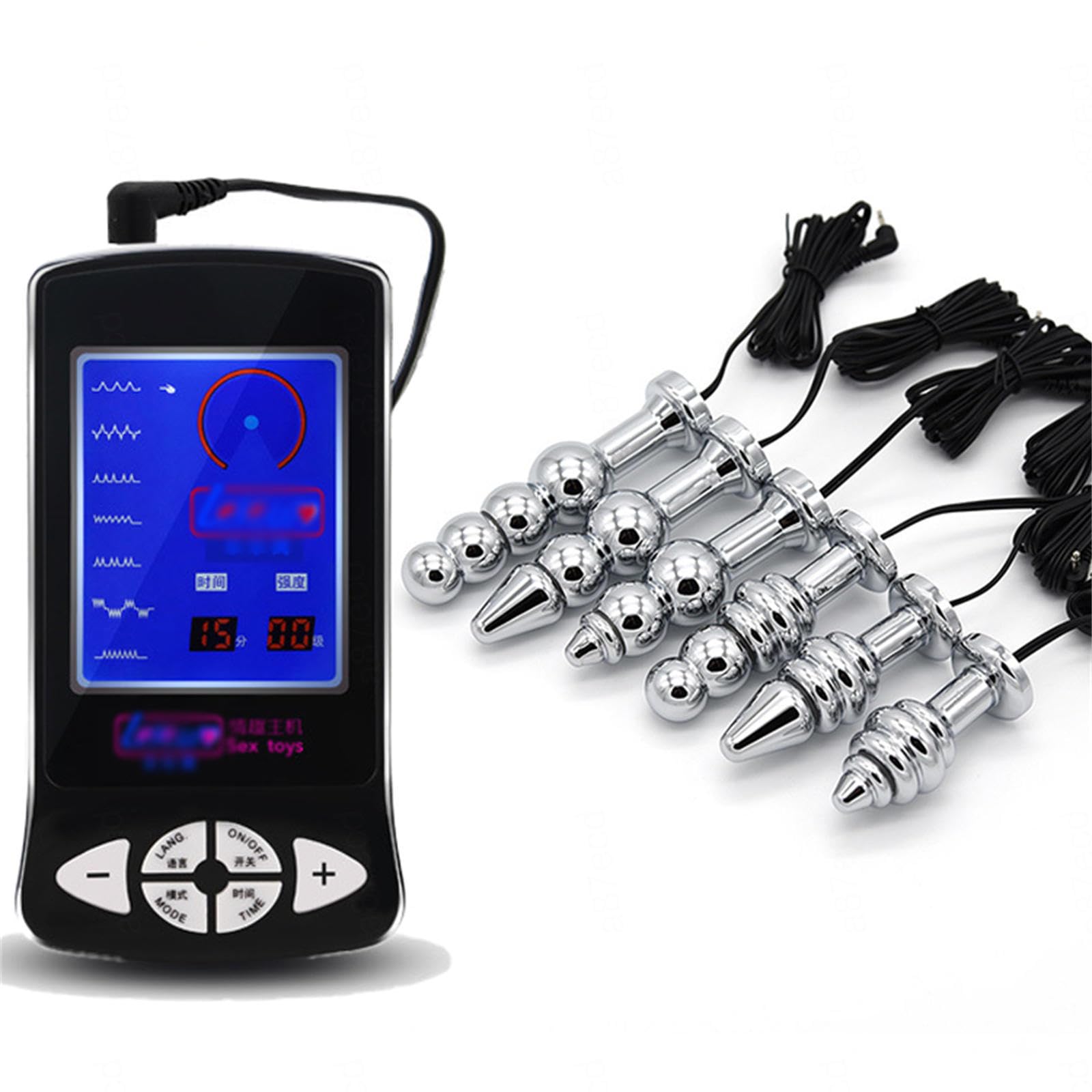 Elektrostimulation Set, Electro Butt Plug Elektroschock Zubehör Anal Trainer Prostatamassager Elektroschock Kabel-Sex-Spielzeug Elektrostimulation für Frauen Männer