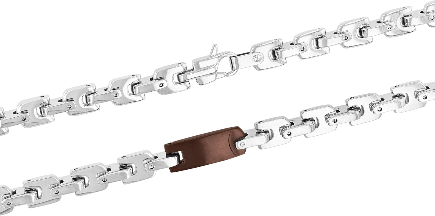 Men's Brown Stainless Steel Link Chain - 24" - Image 4