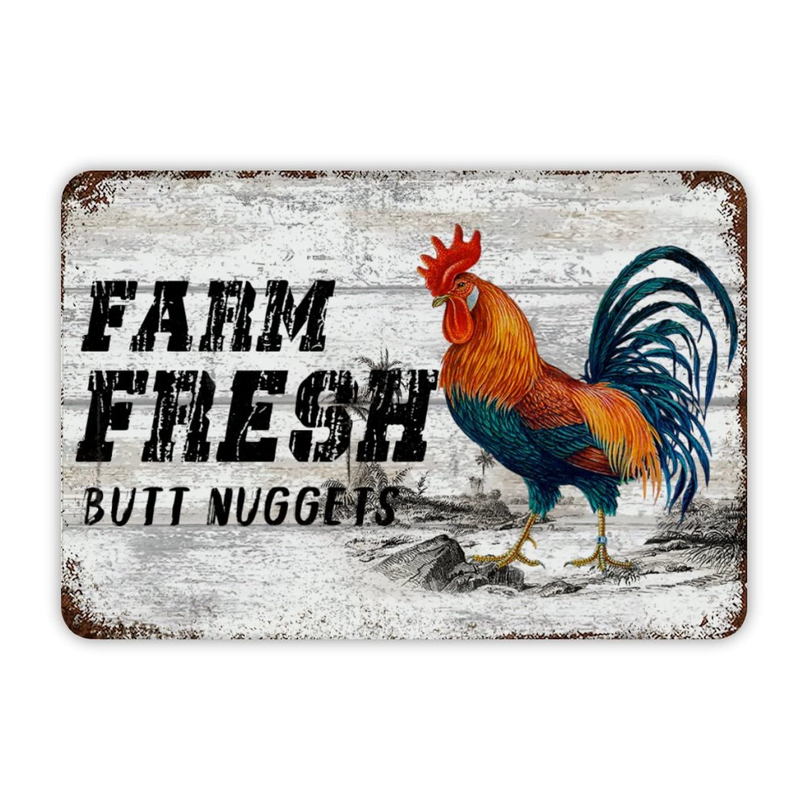 Farm Fresh Butt Nuggets Aluminum Sign 12x8 inch Vintage Metal Tin Sign Home Decor for Club Bar Garden Kitchen Restaurant