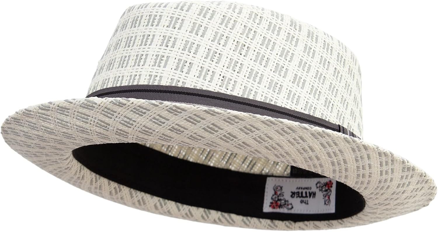 e4Hats.com Woven Paper Straw Wide Brim Porkpie Upbrim Fedora