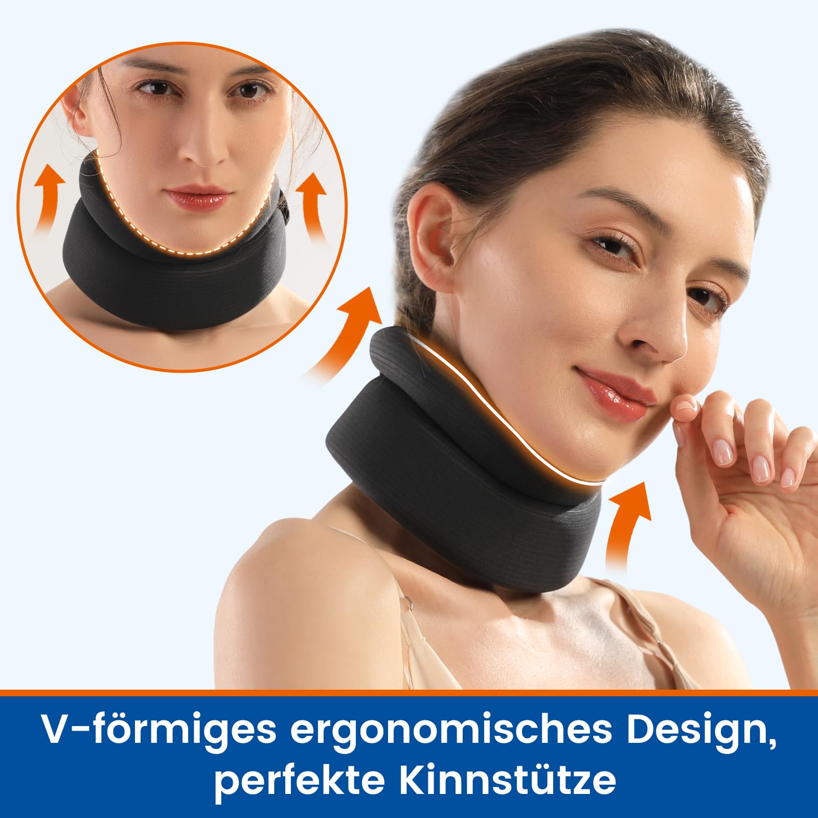 Nackenstütze für Nackenschmerzen Unterstützung, Weich Halskrause für Schlafen, Wirbel Ausrichten und Stabilisieren, Entlastet Druck in der Wirbelsäule (Schwarz, Large, 35-42CM)