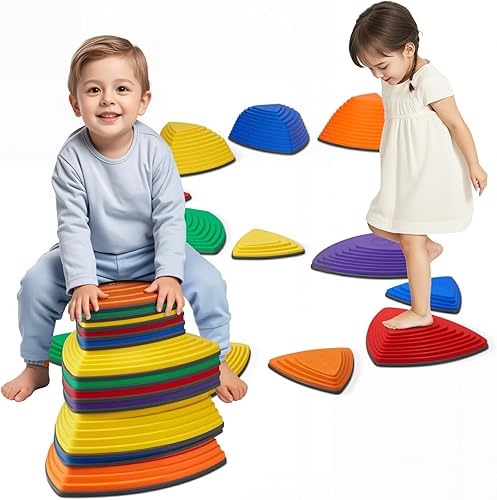VEVOR Piedras de equilibrio para niños, 12 unidades, hasta 220 libras, antideslizantes para niños pequeños, juego de coordinación de carrera de