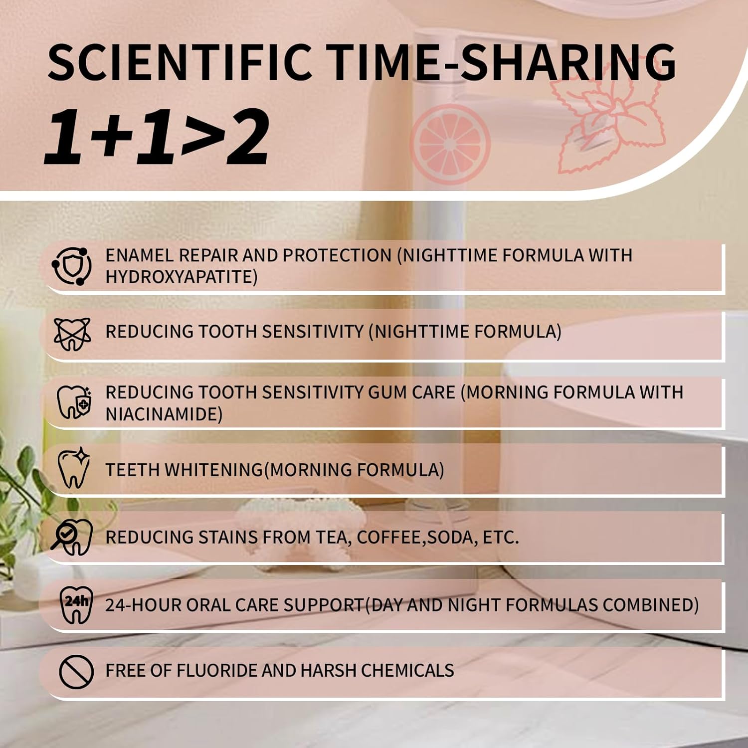 Hydroxyapatite Toothpaste Set (10% n-HAp) - Day & Night Oral Care with Niacinamide for Enamel Repair, Whitening & Sensitivity Relief - Fluoride Free, Vanilla & Citrus Mint 4PCS (4)