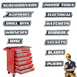 12 Pack of Magnetic Tool Box Labels,3D-Printed Toolbox Labels,Reusable Tags, General Tool Box Organize Accessories for Steel Toolboxes, Carts, Drawers, and Cabinets (Black)