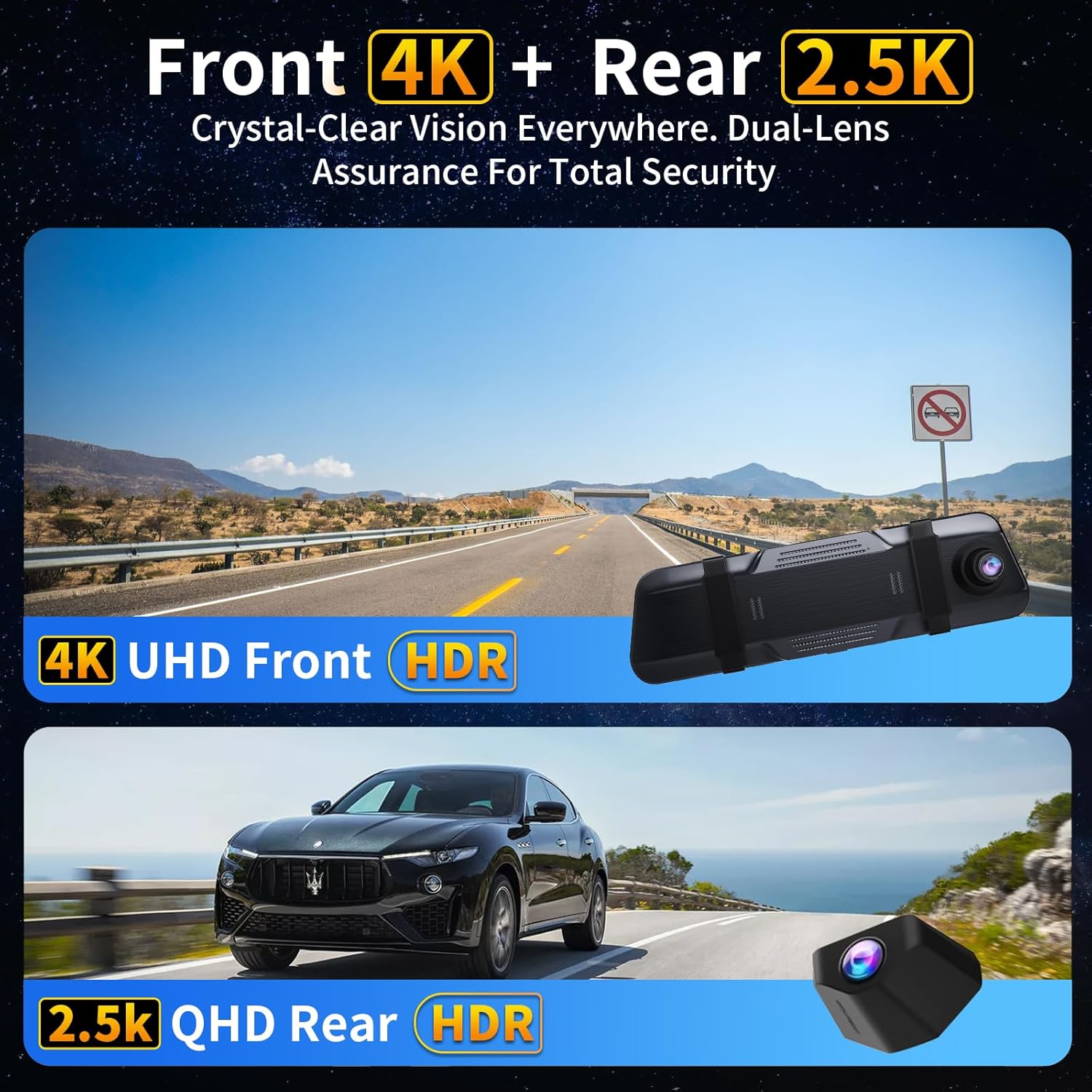 QOZ V969 Mirror Dash Camera with smartphone app control interface