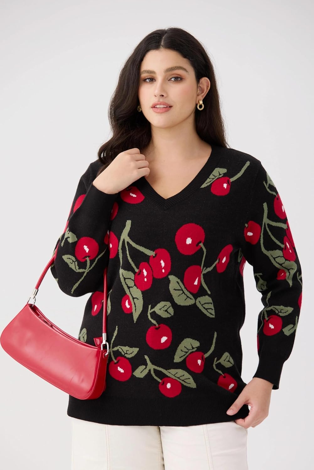 TIYOMI Plus Size Sweater Tops for Women Pearls Lantern Sleeve Sweater XL-5XL