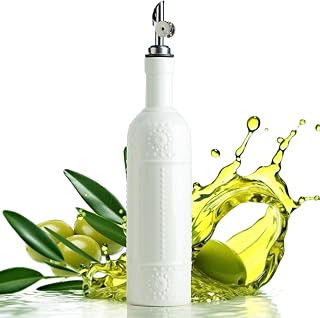 LYEOBOH Olive Oil Dispenser Bottle with Spout, 17 OZ Oil Dispenser for Kitchen, Ceramic Dispensing Bottles for Kitchen, Cooking, Gravity Spout, Housewarming Gift