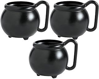Fun Express Set of 12 Pieces Witch Cauldron Mugs, Holds 12 oz, BPA Free Plastic, Hocus Pocus and Halloween Party Supplies, Black