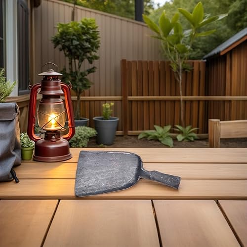 Miniatura 6 de Veemoon Pala de ceniza de acero para chimenea, pala de carbón para barbacoa, pala de carbón pequeña y compacta, pala de limpieza plana para cocina,