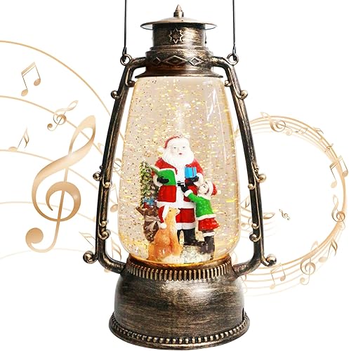 Miniatura 7 de Globo de nieve de muñeco de nieve de Navidad de 12.5 pulgadas de alto, linterna grande de Papá Noel musical con temporizador de 6 horas, forro USB,