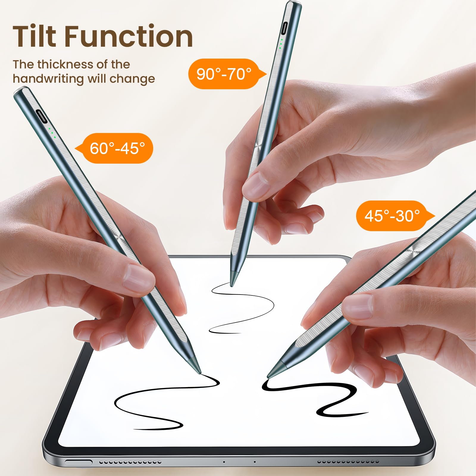 Hastraith Stylus Pen for iPad(2018-2025)-13 Mins Fast Charge with Tilt Sensitivity & Palm Rejection for iPad 11/10/9/8/7/6th Gen, Air 7/6/5/4/3/M3/M2, Pro 13"/12.9"/11"/M4, Mini 7/6/5th,