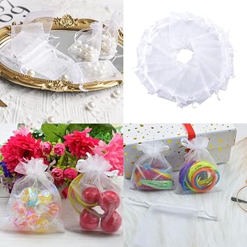 Gunwon 20Pcs Small White Organza Gift Bags, 2.76
