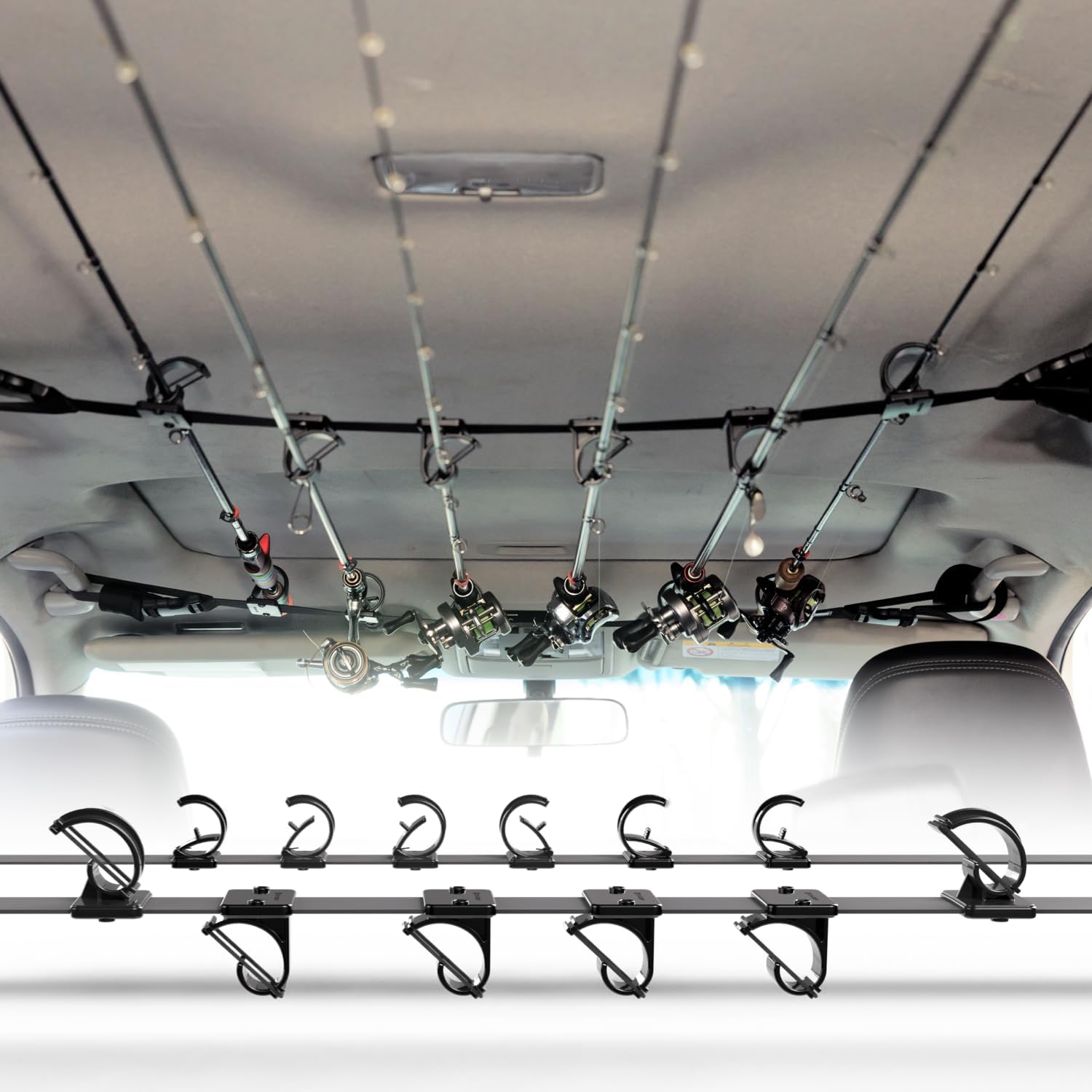 OJYDOIIIY Fishing Rod Rack for Car, Fishing Pole Storage Holder for Vehicle like SUV,Truck,Van OJYDOIIIY Fishing Rod Rack for Car, Fishing Pole Storage Holder for Vehicle like SUV,Truck,Van