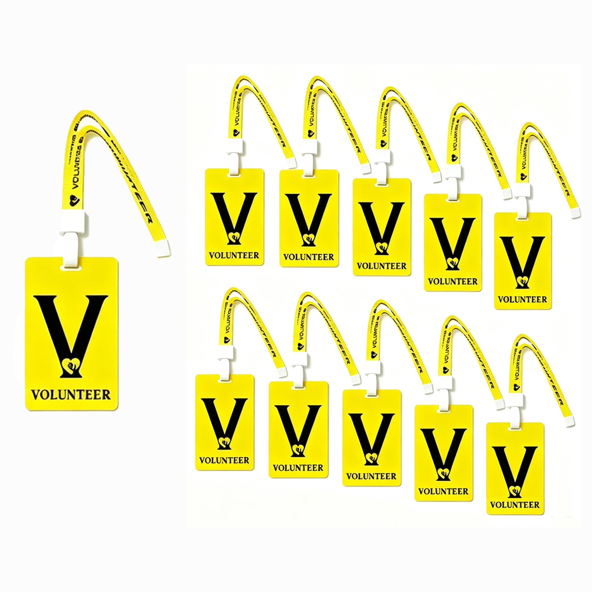 25 Set Volunteer Lanyard Card PVC Volunteer Pass Badge ID Breakaway Lanyard for Events, Church, School, Fundraising