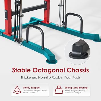 Power Tower pull up dip station,Multi Function Adjustable Height Pull Up Bar of Assisted Pad,Strength Training Exercise Equipment with Elastic Rope for Home Gym Workout,330 Lbs