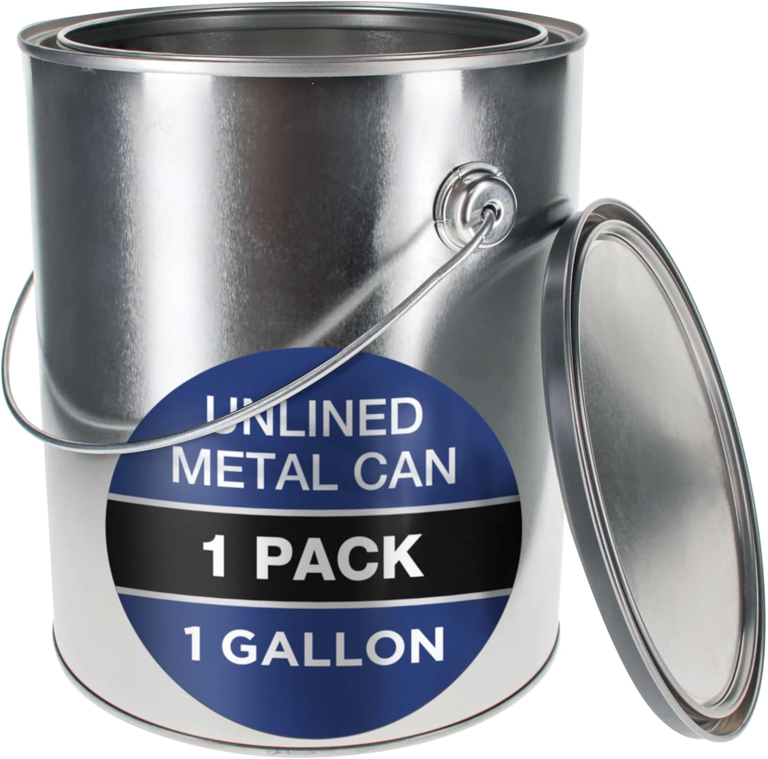 Master Elite 1 Gallon Unlined Metal Paint Can with Lid & Bail Handle - Leak-Proof 128 oz Steel Bucket for Oil-Based Paint, Automotive Coatings, Art Supplies