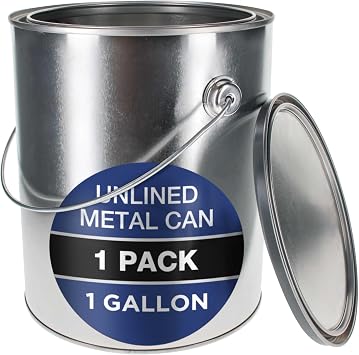 Master Elite 1 Gallon Unlined Empty Metal Paint Can Bucket with Lid, Bail Handle - Triple Tight Seal, 128 fl. oz. Steel Coating Storage Container Tin - Store Leftover Oil-Based Paint, Automotive, Art