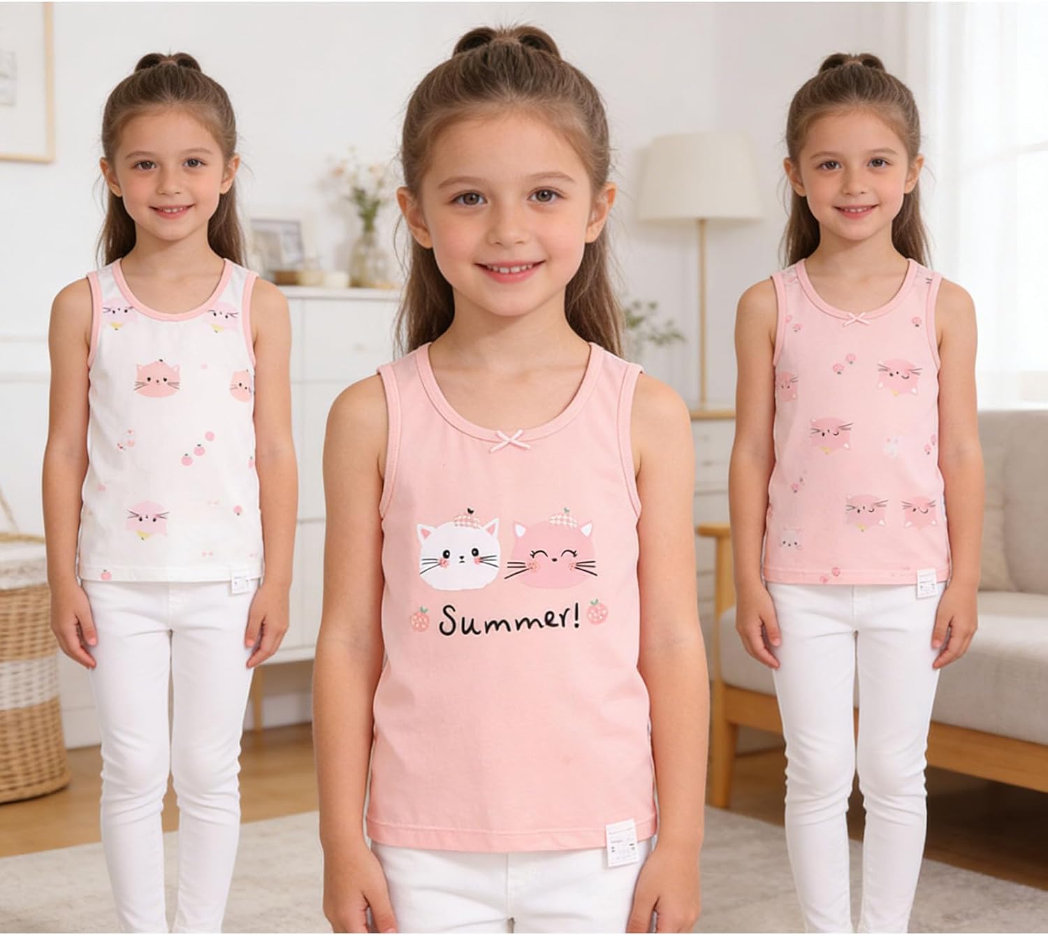 Toddler Girls Sleeveless Undershirts Sports Dance Wear Casual School Outfit Unisex Youth Garment
