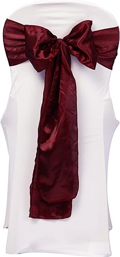 Miniatura 6 de FYNITE Paquete de 12 bandas y lazos de satén para sillas  Banda para suministros de eventos de boda, decoraciones, fiestas, graduaciones, bandas de