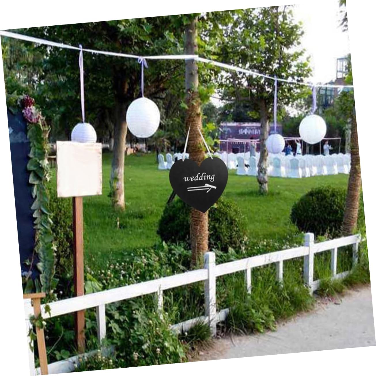 Wooden Heart Chalkboard Sign Lightweight Hanging Decorative Blackboard for Wedding Messaging Christmas Table Place Cards with Jute Rope