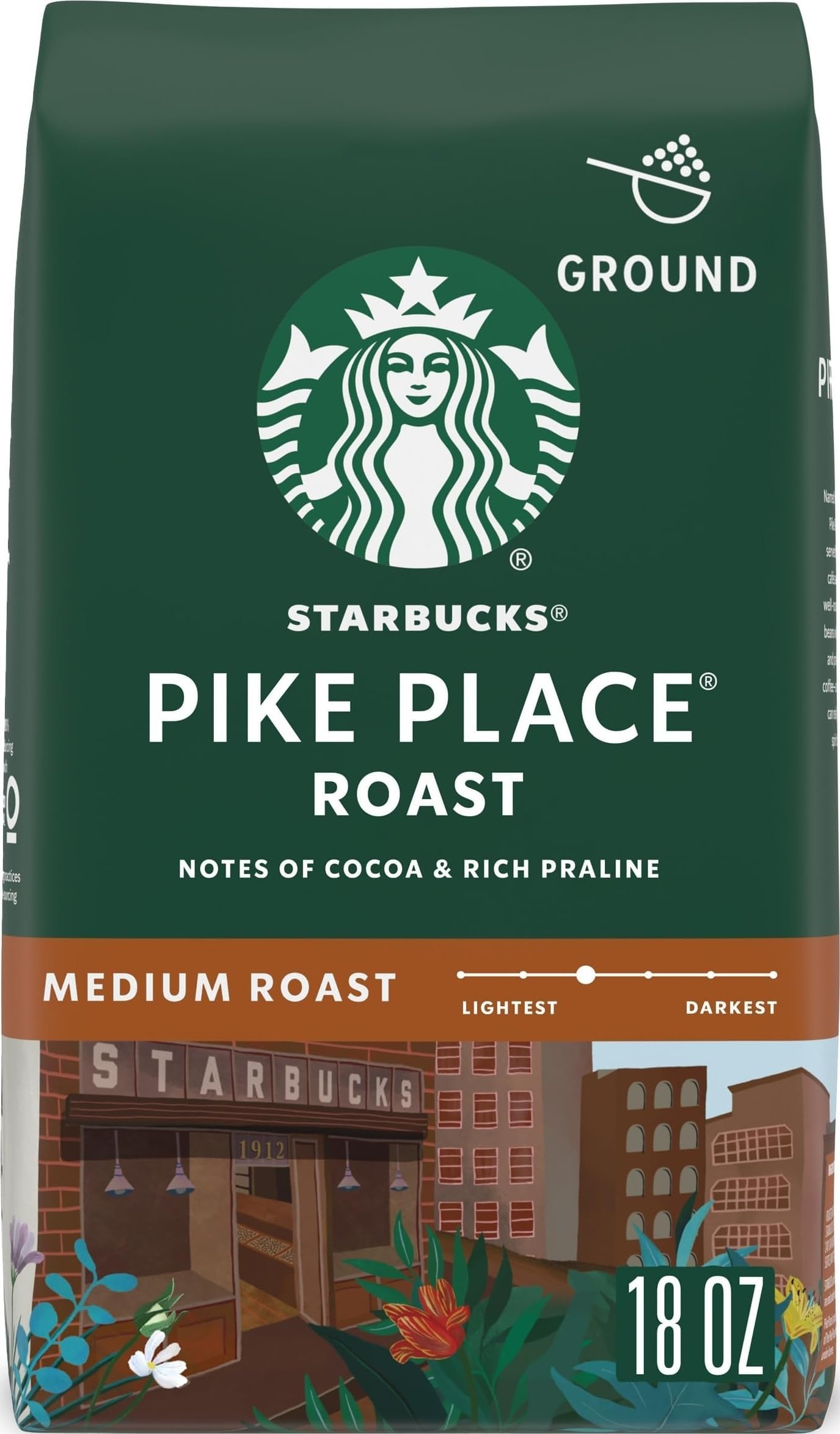 Ground Coffee Pike Place Roast, 18 oz Bag