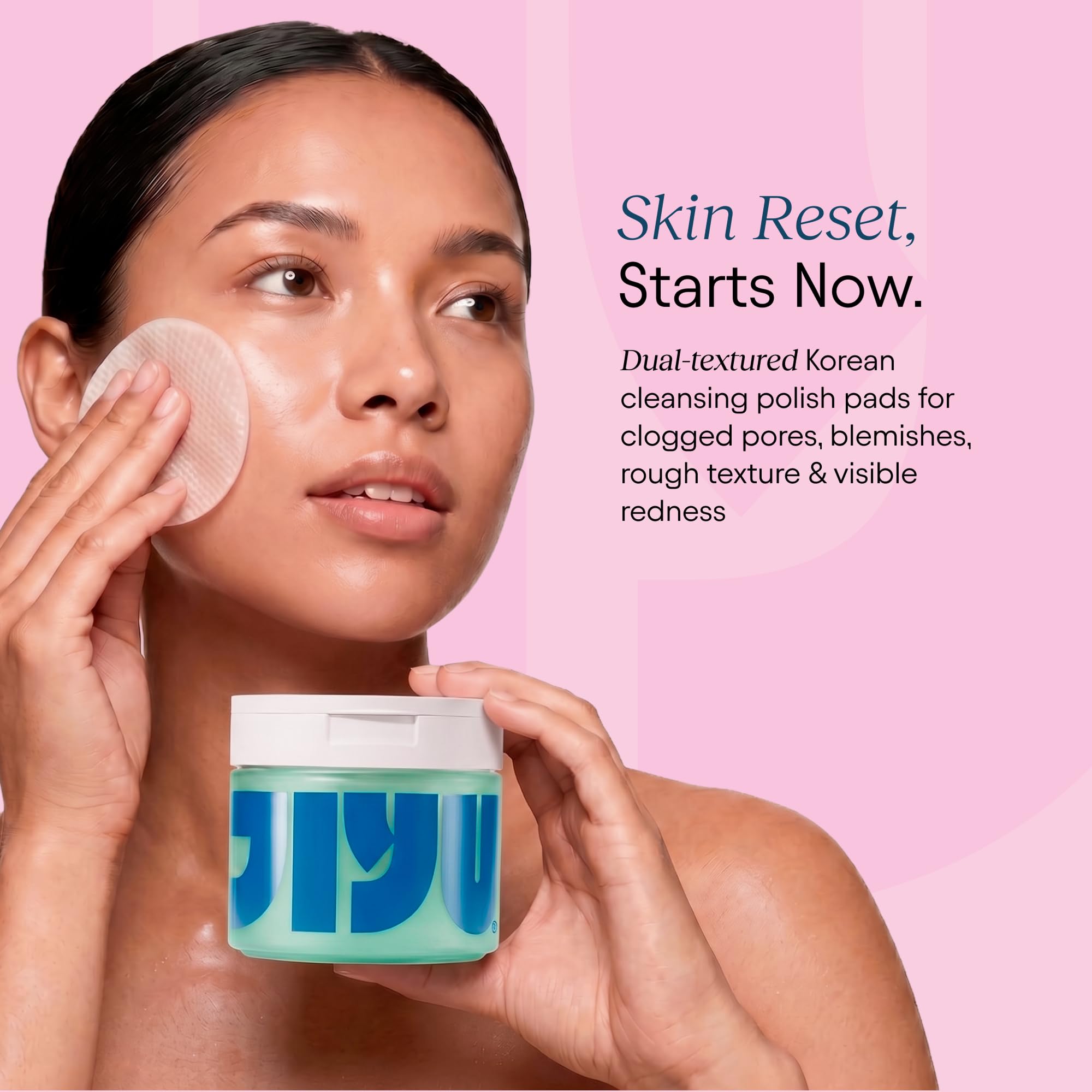 JIYU Cleansing Polish Pads with AHA, BHA & Niacinamide, 60 Count